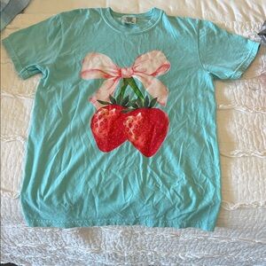 Strawberry Bow Women’s Shirt - Blue